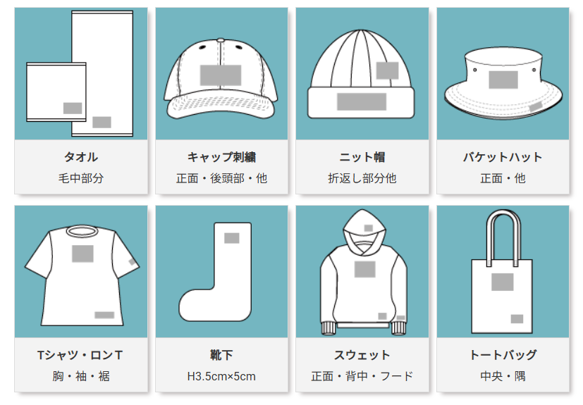既製品刺繍部位イメージ