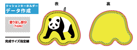 オリジナルクッションキーホルダーの全体サイズ